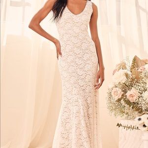 Lulu Love You For A Long Time White Lace Mermaid Maxi Dress